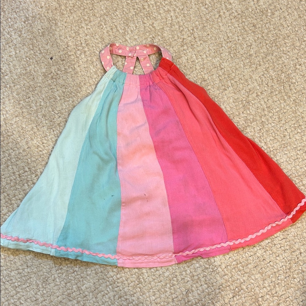 Matilda Jane Rainbow Stripe Halter Dress - Aqua, Pink, Coral, Red